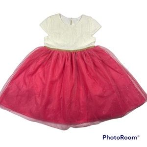 NWOT Gold Glitter Tulle Dress With Textured Bodice Size 3T